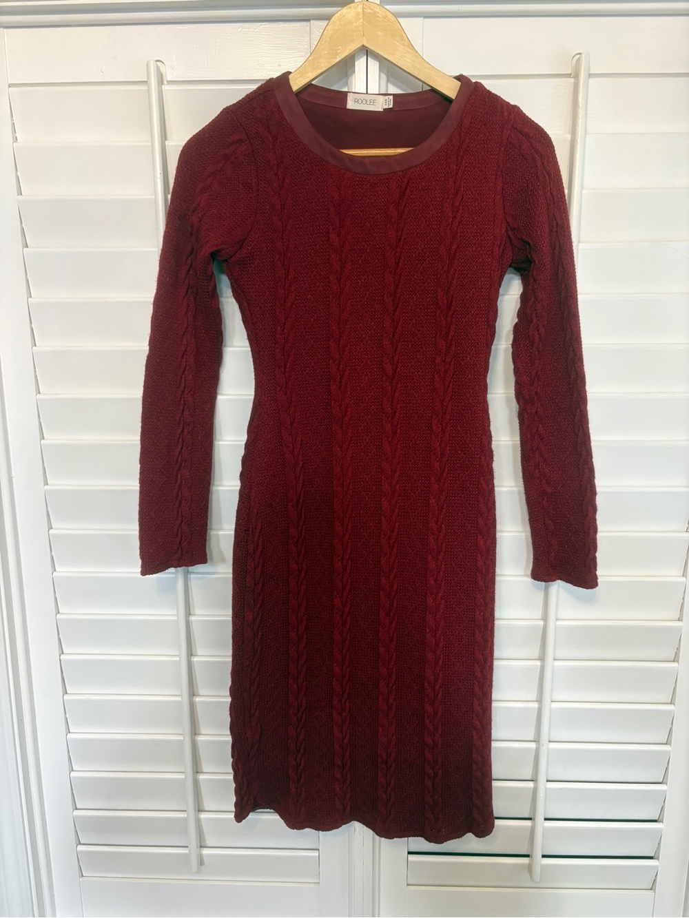 Roolee Burgundy Cable Knit Dress Size XXS
